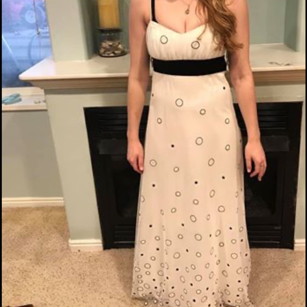 White with Black Polka Dots Long Dress